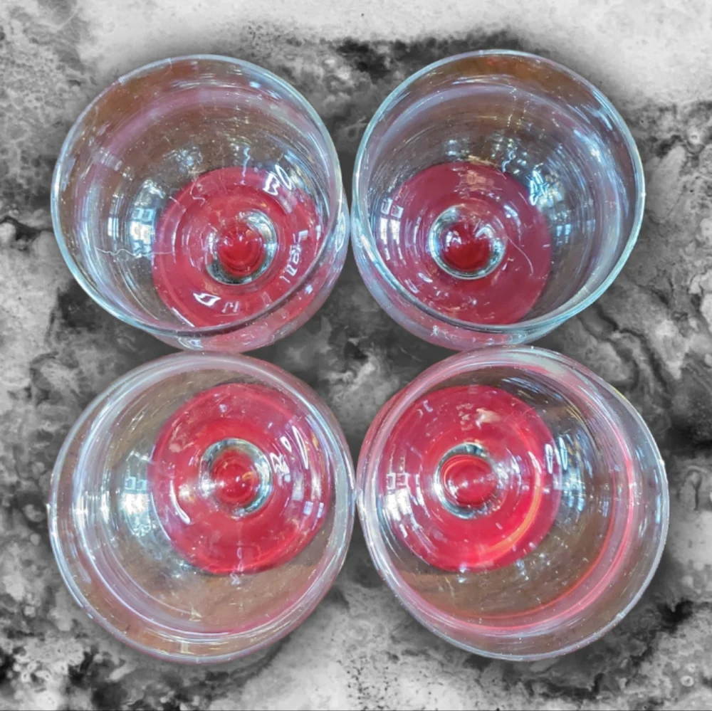 VTG ANCHOR HOCKING RED BOTTOM DESSERT WINE DRINK GLASSES GOBLETS  SET OF 4